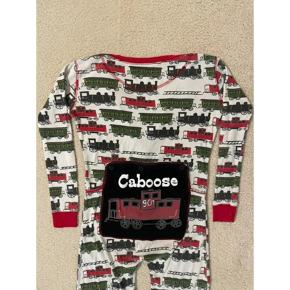 Lazy One Caboose Train Flapjack Union Suit Boys 12 Cotton One Piece Pajama PJs